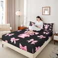 thumbnail image 4 of Castle Fairy Initial T 3pcs Twin Sheet Sets,Personalized Initial Twin Fitted Sheet,Ribbon Bow Breathable Flat Sheet,Ultra Soft Alphabet Home Decor, 4 of 7