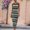 Black, variant on Dolkfu Sleeveless Summer Fall Dresses For Women Knitted Cutout Black Crew Neck Long Bodycon Dresses Slim Patchwork Striped Refined Dresses Black,M