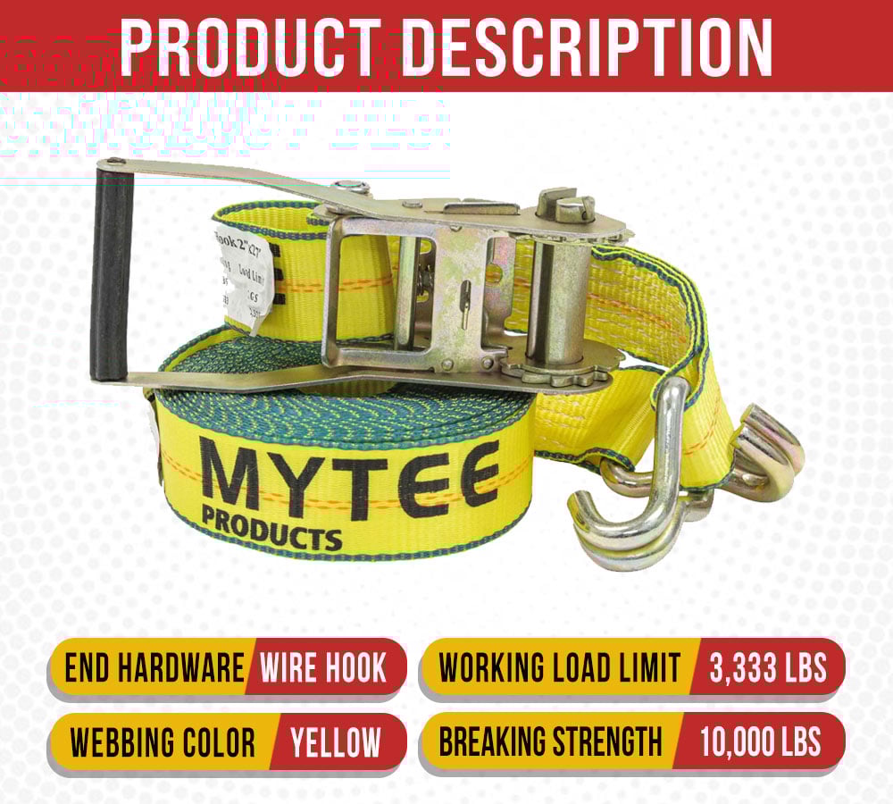 thumbnail image 5 of 4 Pack 2" x 27' Ratchet Straps with Wire Hooks 10,000 lbs Breaking Strength - Heavy Duty Cargo Tie Down Straps for Truck, Trailers, Moving Appliances, Motorcycles & Flatbed Loads, 5 of 18