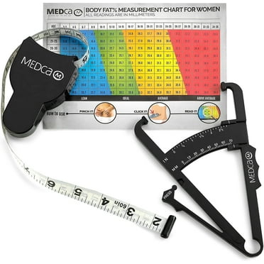 MEDca Body Fat Caliper Measuring Tape, Skinfold, Black Plastic, 1 Pack
