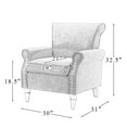 thumbnail image 7 of Tufted Upholstered Back Recliner Armchair for Living Room, Bedroom, Home Theater Seating w/Padded Seat and Backrest, Nailhead Trim, Wooden Legs, Charcoal-Ivory, 7 of 7