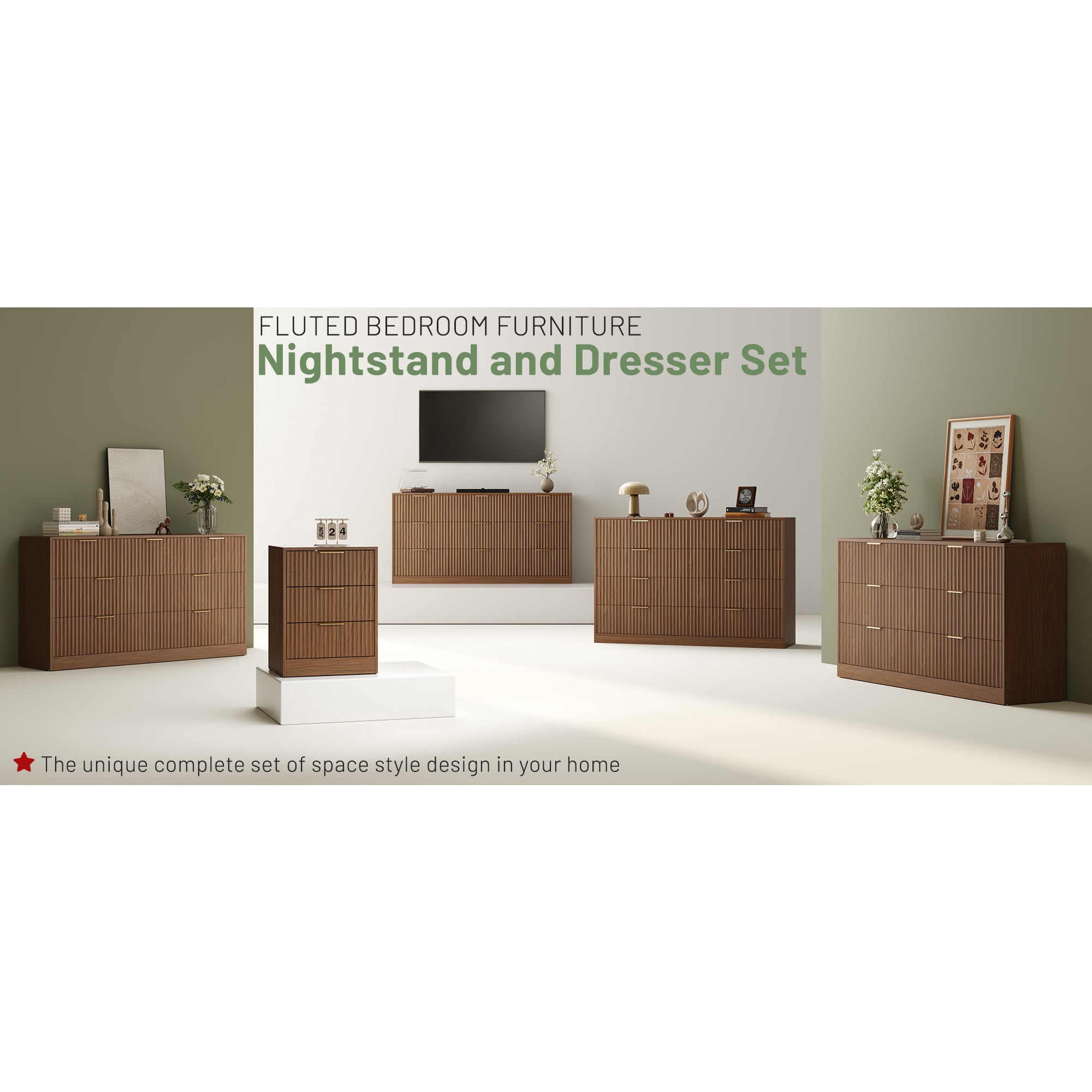 ASTUVIA 63" W Fluted 9 Drawer Dresser for Adult,Wooden Bedroom Dresser,Dresser TV Stand up to 70" for Living Room,Oak