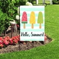 thumbnail image 4 of Hello Summer Popsicles and Ice Cream Blue Stripe Double Sided House Flag Garden Banner 28" x 40", Watermelon Pineapple Kiwi Fruit Popsicles Garden Flags for Anniversary Yard Outdoor Decoration, 4 of 4