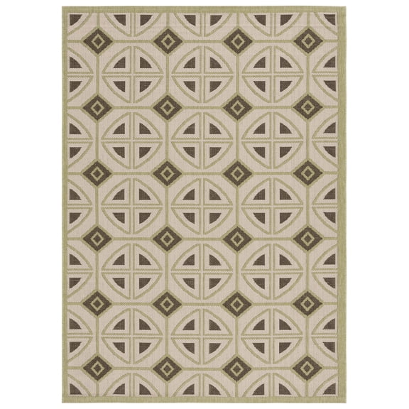 Safavieh Courtyard Adam Geometric Indoor/Outdoor Area Rug, Beige/Sweet Pea, 5'3" x 7'7"