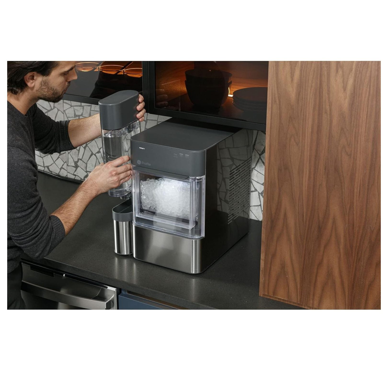 Opal | Side for 2.0 Opal Nugget Ice Maker | Easy Attachment to Opal Ice Machine | 0.75-Gallon | Allows for 3X More Ice Before Refill | Stainless Steel (P4AAKASSPSS)