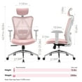 thumbnail image 4 of SIHOO Ergonomic High Back Office Chair, Adjustable Computer Desk Chair with Lumbar Support, 300lb,Pink, 4 of 10