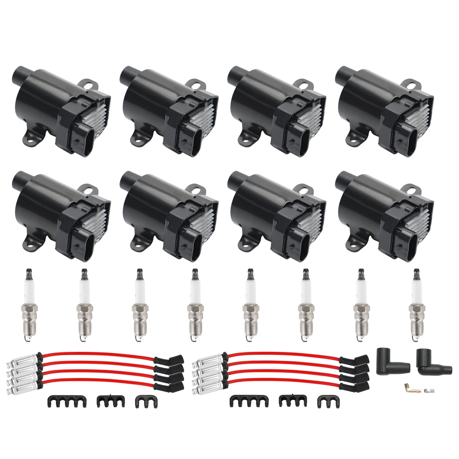 8Pcs Ignition Coil+Spark Plug+Wires Set UF262 For Chevy Silverado 1500 2500 GMC