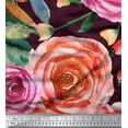 thumbnail image 1 of Soimoi Modal Satin Fabric Leaves & Rose Flower Print Fabric by the Yard 42 Inch Wide, 1 of 1