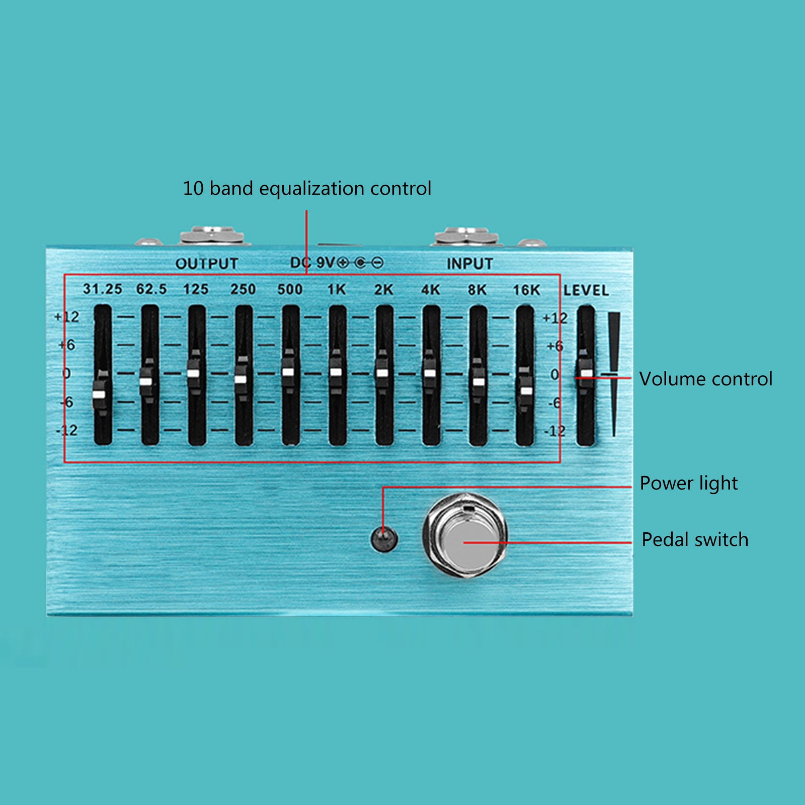 Small 10 Segment Equalizers Guitar Effects Box Guitar Effects Frequency Adjuster Sound Accessory Equalizers Pedal Portable Equalizers Device