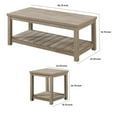 thumbnail image 5 of 3 Piece Rectangular Coffee and Square End Table Set Slatted Gray Beige, 5 of 9