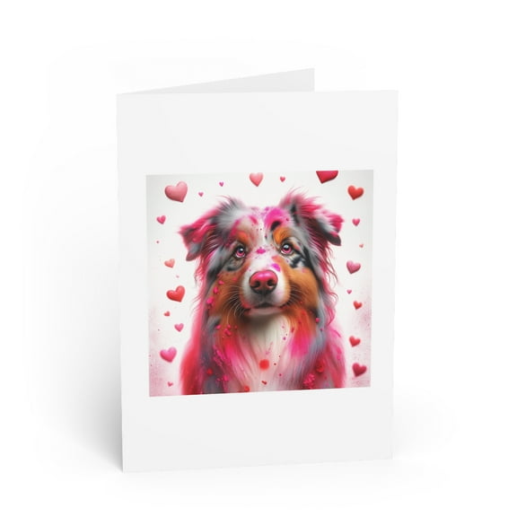 DistinctInk Greeting Card / Note Card - Valentine's Day Australian Shepherd - PACK of 1