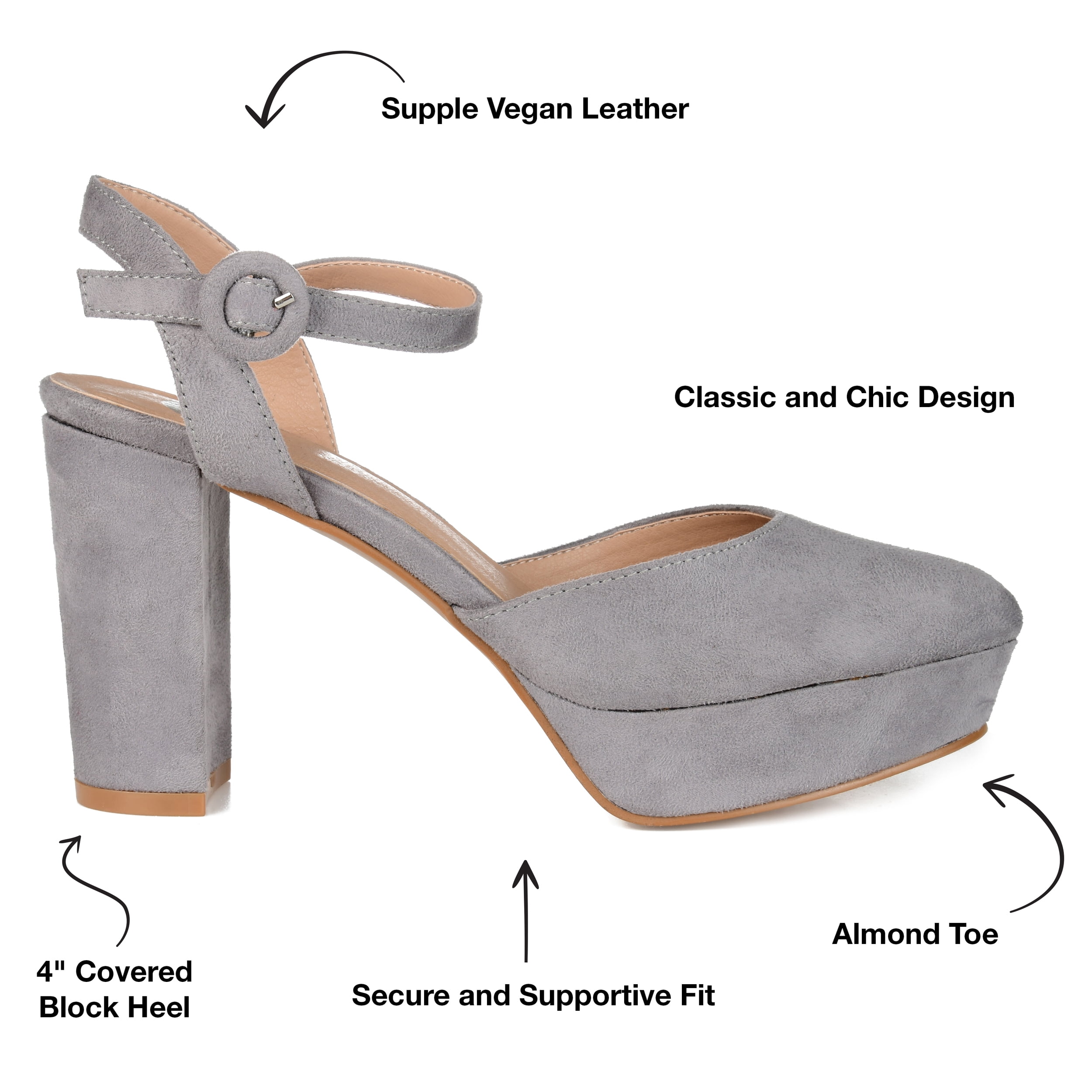 Journee Womens Roslynn Almond Toe High Block Heel Pumps, Widths Available