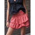 thumbnail image 4 of ZAXARRA Womens Summer High Waist Floral Layered Ruffle Hem Boho Mini Skirt Smocked A Line Pleated Beach Short Skirt, 4 of 6