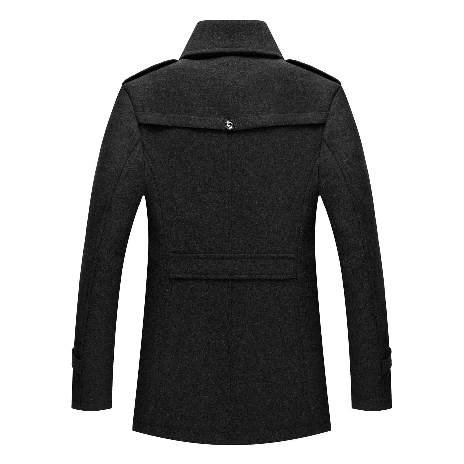 Topcoat - Manzini Mens Black Fur Collar Wool Overcoat Belted Double  Breasted MZW322