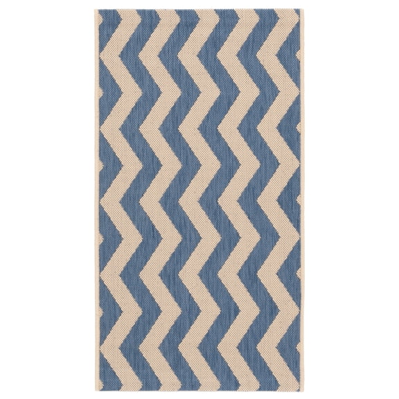 Safavieh Courtyard Ayden Chevron Indoor/Outdoor Area Rug, Blue/Beige, 2' x 3'7"