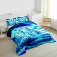 thumbnail image 3 of jejeloiu Jungle Wildlife Wolf Queen Comforter Set,Watercolor Aurora Bedding Comforter Set For Boys Teens Reversible 3 Pieces, 3 of 8
