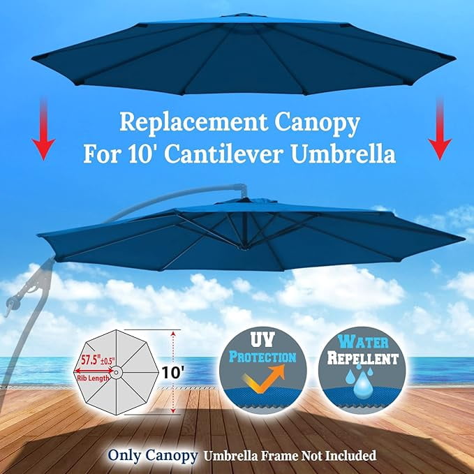 SOLAXO Replacement Umbrella Canopy for 10ft 8 ribs Cantilever Hanging Umbrella (Canopy Only)