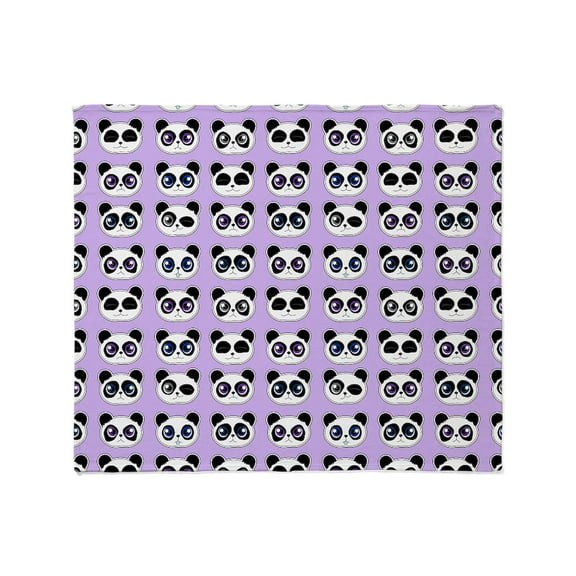 CafePress - Cute Panda Expressions Pattern Purpl Throw Blanket - Soft Fleece Throw Blanket, 50"x60" for All Ages