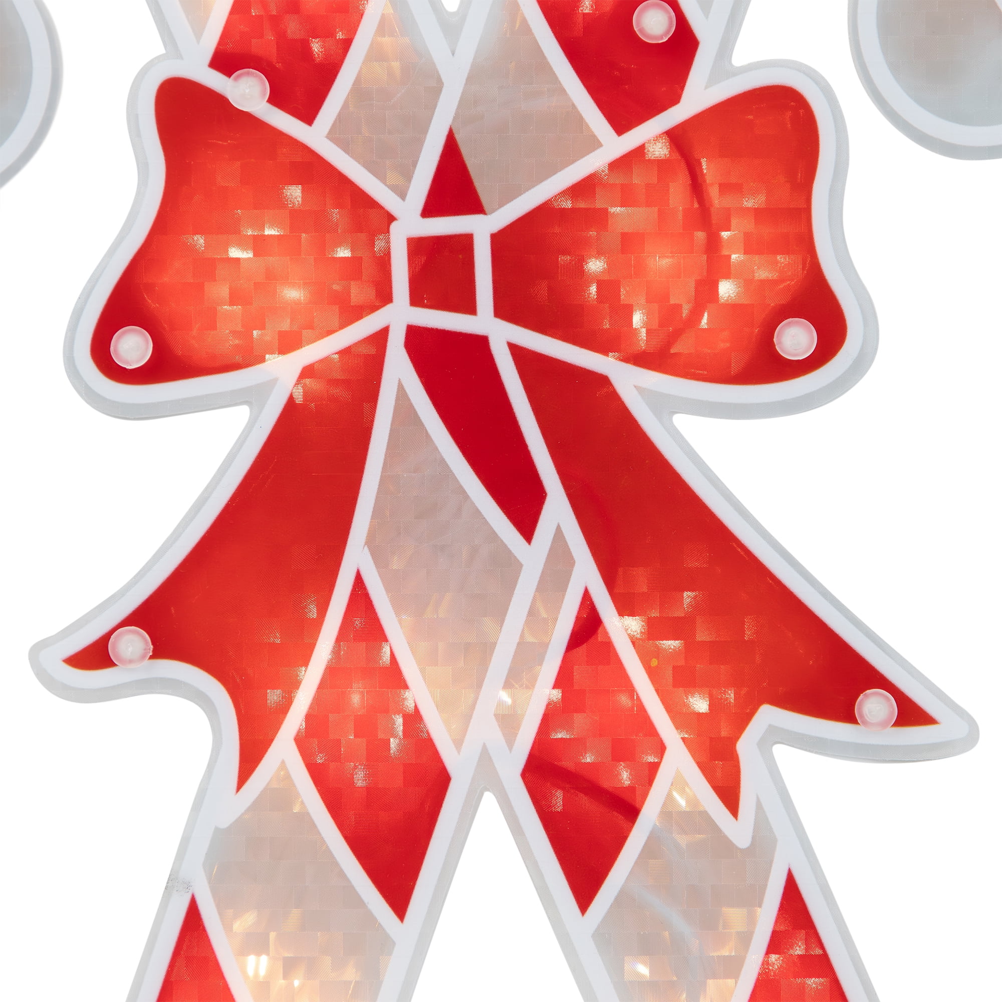 Northlight 12¨ Lighted Holographic Candy Cane Christmas Window Silhouette Decoration, Red