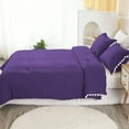thumbnail image 4 of DNG Luxury 1 Piece Pom Pom Plain Pattern Comforter Set, 800 Thread Count, 100% Egyptian Cotton, White Vintage Pom-Pom Fringe Super Soft (Twin/Twin XL Size Purple Color), 4 of 9