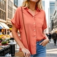thumbnail image 5 of Womens Button Down Shirts Lapel Short Sleeve Shirt Collared Pocketed Casual Blouses Summer Tops, 5 of 6