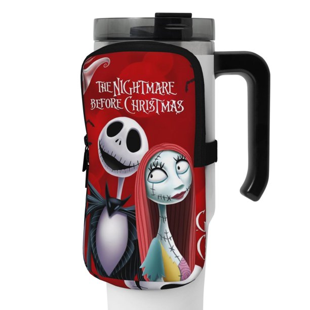 Bolsa para botella de agua deportiva y brazalete de Pesadilla antes de Navidad para accesorios de taza, yoga, gimnasio, bolsa para botella de agua deportiva para hombres y mujeres, color negro