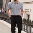 thumbnail image 4 of JULMCOMO Diamond Knit Polo Shirts for Men Short Sleeve Collared 2 Buttons Casual Golf Shirts Breathable Business Summer Men Clothing Gray 2XL, 4 of 4