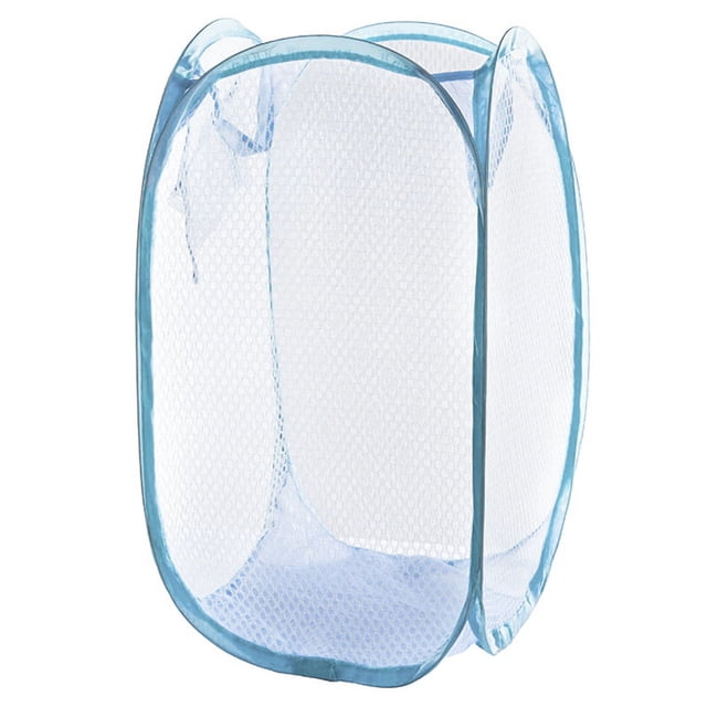 MasteelfCA Foldable Up Easy Open Mesh Laundry Clothes Hamper Basket for College Dorm (Sky Blue)