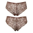 thumbnail image 4 of Curve Muse Women's Pack Of 2 Comfort Lace Tanga Hipster Boyshorts Panties-Pack B-Cream/Brown,Brown/Rose Gold-L/7, 4 of 6