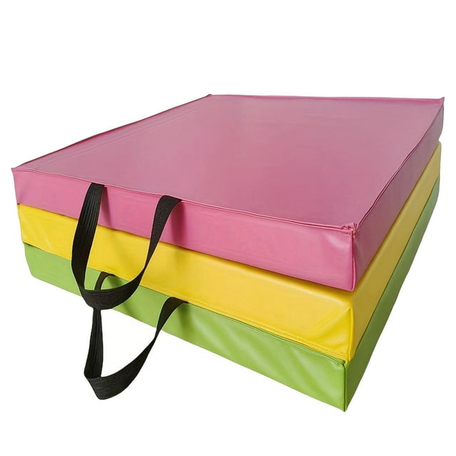 Colchoneta plegable para ejercicios de gimnasia, triple pliegue, fácil de transportar, ligera y plegable, con de transporte para estiramientos.