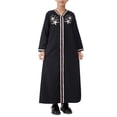 thumbnail image 5 of Mercatoo Girls Muslim Abaya Embroidery Hooded Long Sleeve Islami1 Ramadan Prayer Dress Kids Elegant Full Length Kaftan Robes, 5 of 8