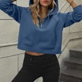 thumbnail image 6 of VISALY Half Zip Pullover Tunic Sweatshirt Womens Half Zip Sweatshirts Cropped Hoodies Quarter Zip Up Pullover Sweaters Fall Outfits Winter Clothes Casual Sweaters Tunic Sweater Fall Sweatshirts Navy L, 6 of 7