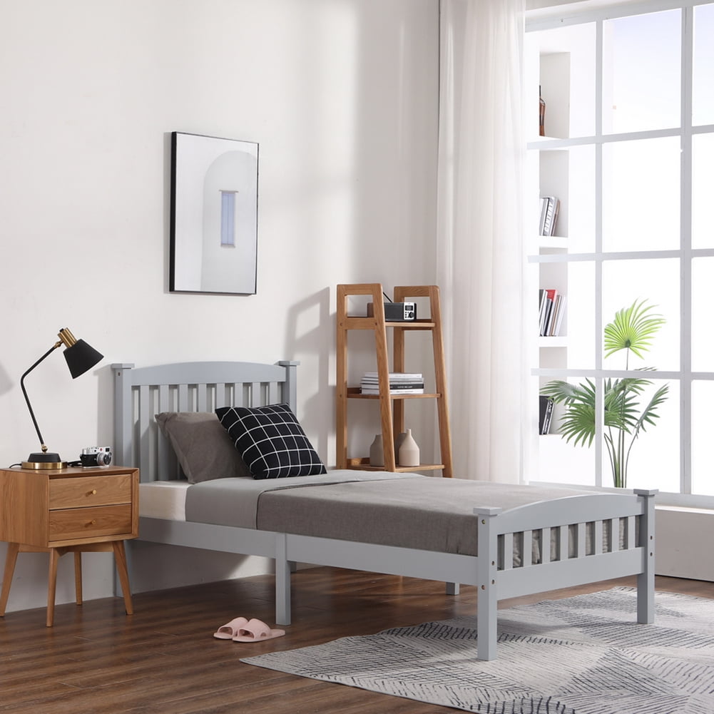 Kadyn Twin Over Twin Bunk Bed, Over Twin Bunk Bed with Headboard, Modern Bunk Bed Frame for Kids Adults, Gray