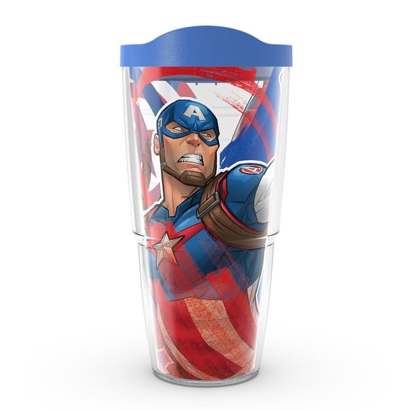 Tervis Marvel - Captain America Iconic Made in USA Double Walled  Insulated Tumbler Travel Cup Keeps Drinks Cold & Hot, 24oz, Classic