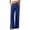 A- Dark Blue, variant on Womens Striped Button Zip Front Wide Leg Casual Pants Elastic Back Waist Lightweight Linen Blend Solid Pocket Long Trousers