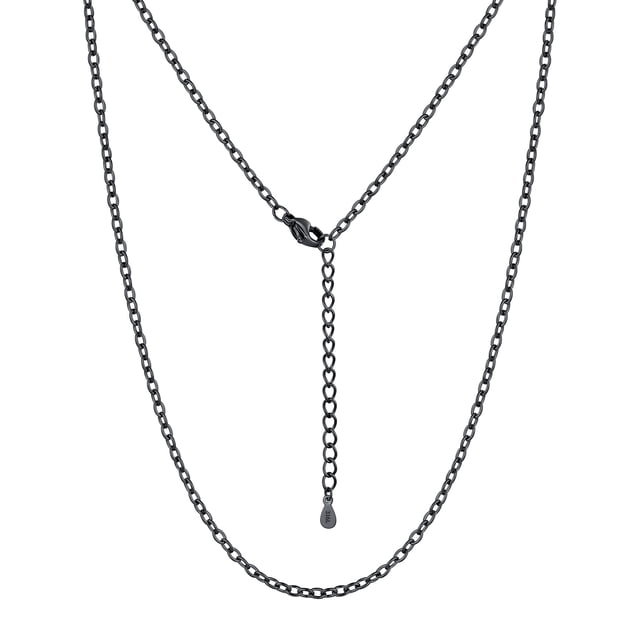 Silovra Mujeres Hombres Collar de cadena de acero inoxidable Negro Rolo Cadena de cable para colgante, 2 mm de ancho