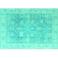 thumbnail image 1 of Ahgly Company Machine Washable Indoor Rectangle Oriental Turquoise Blue Traditional Area Rugs, 2' x 3', 1 of 4