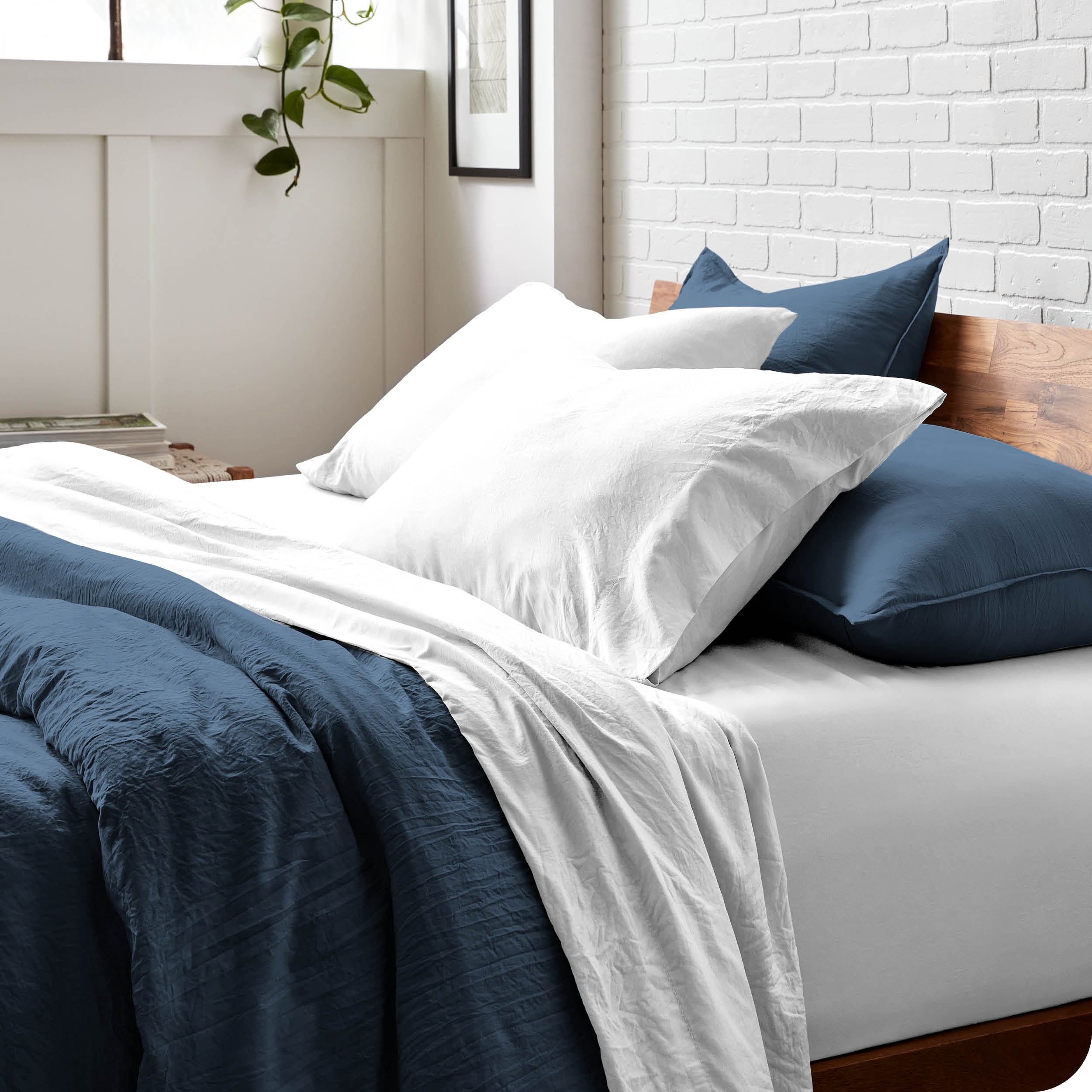 Bare Home Sandwashed Microfiber Duvet Cover & Sham Set, Twin/Twin XL, Bering Sea, 2-Pieces