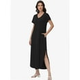 thumbnail image 6 of Women's V-Neck Casual Loose Short Sleeve Long T-Shirt Dress Split Maxi Dress with Side Pocket, 6 of 6