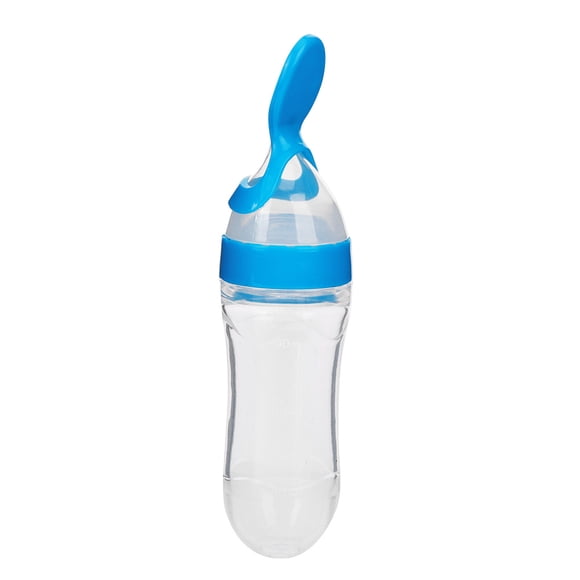 Botella De Cuchara 90ml Biberón De Silicona Para Bebés Y Niños Pequeños Con Cuchara Comida Fresca Cereal Squeeze FeederBlue ANGGREK Otros