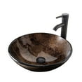 thumbnail image 5 of Elecwish 16.5'' Round Tempered Glass Bathroom Vessel Sink Brown Washing Basin Bowl,  Faucet Pop up Drain Set, 5 of 8