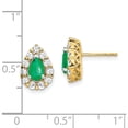 thumbnail image 4 of 14K Yellow Gold Pear Emerald And Diamond Halo Post Earrings (Width 8.4) (Length 11.4) - Jbsp, 4 of 5