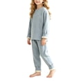 thumbnail image 6 of LvhaoGJOB Little Kids Boys Sweatshirt and Pants Outfit Set, Light Blue - sherpa fleece cuffs, cream sherpa lining, 6 of 7