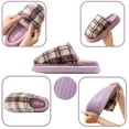 thumbnail image 4 of CHICVOMEY Women's Plush Tartan House Slippers Memory Foam Indoor Outdoor Slip-Resistant Shoes for Women Cozy Warm Winter Non-Slip Scuff Slippers, 4 of 6