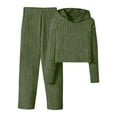 thumbnail image 2 of EnJoCho Girls 2 Pieces Outfits Ribbed Knit Hoodies Flare Pants Sweatshirts Sweatpants Kids 𝖳racksuits 8-14 Years Casual Set Comfy Loung𝖾 𝖠thletic Teenager, 2 of 5