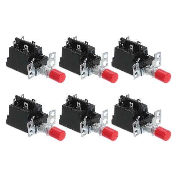 6 Pack 4A 250V 4 Pin 1 Position Soldering DPST Push Button Power Switch with Cap Piano Type KDC-A04