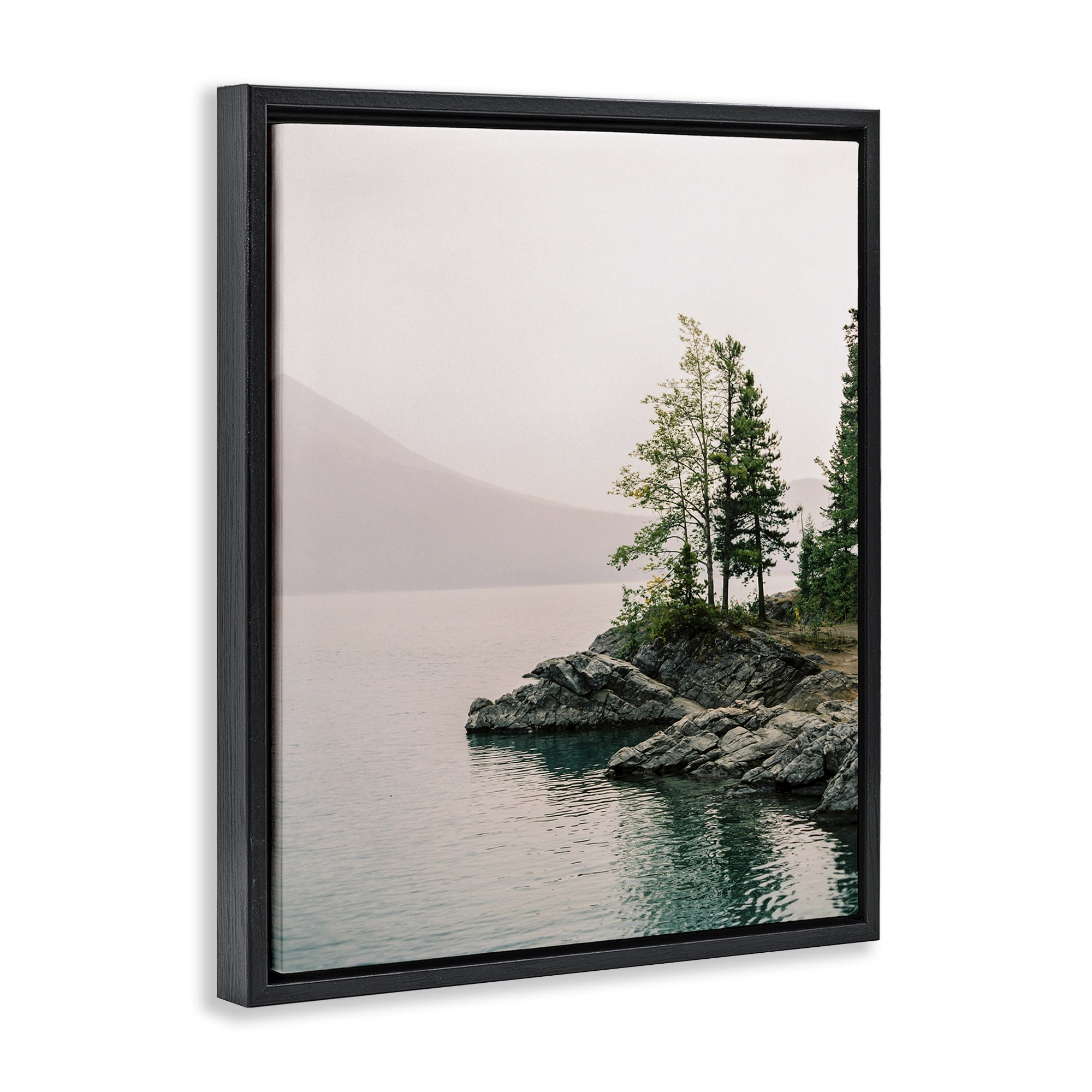 Stupell Industries Rocky Inlet Cove Landscape Photography Black Floater Framed Art Print Wall Art, 25 x 31