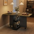 thumbnail image 4 of Folding Dining Table with Wheels and 2 Storage Racks Space Saving Dining Table Folding Kitchen Table for Small Apartments, 4 of 9