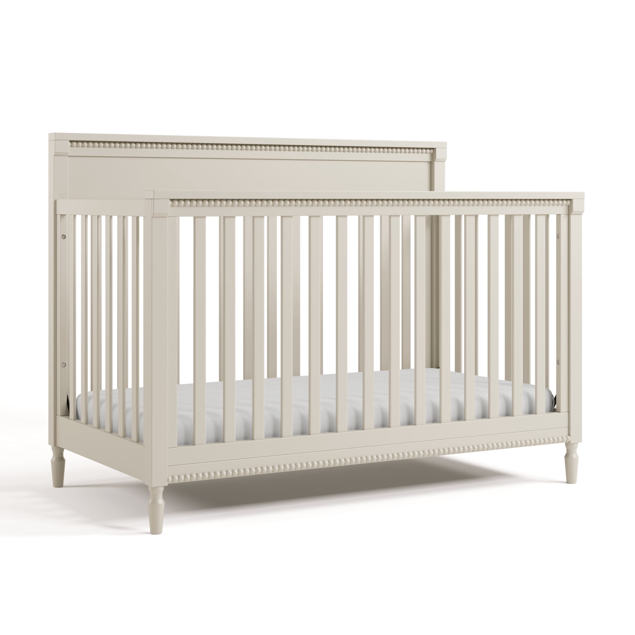 Storkcraft Valencia 5-in-1 Convertible Crib with Bonus Toddler Guardrail, Frosted Oat