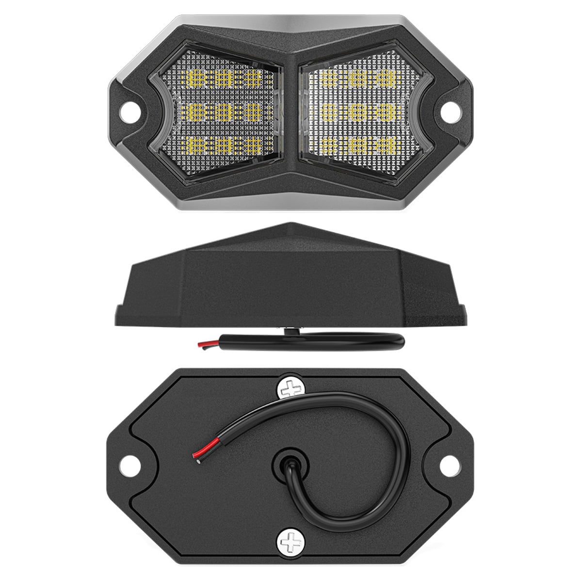 HUOEPU 210 Degree Wide Angle Rock Lights, 24 SMD Chip Super Bright LED Pods with 4 Meters Cable, IP67 Waterproof Off Road Lights for Trucks Jeep UTV ATV Boat